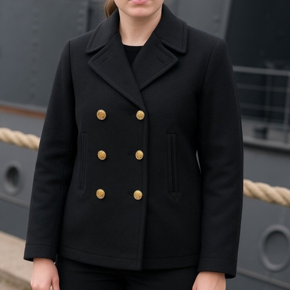 US Naval Academy Female Reefer Peacoat 10R Hanover 100% Wool Gold Button